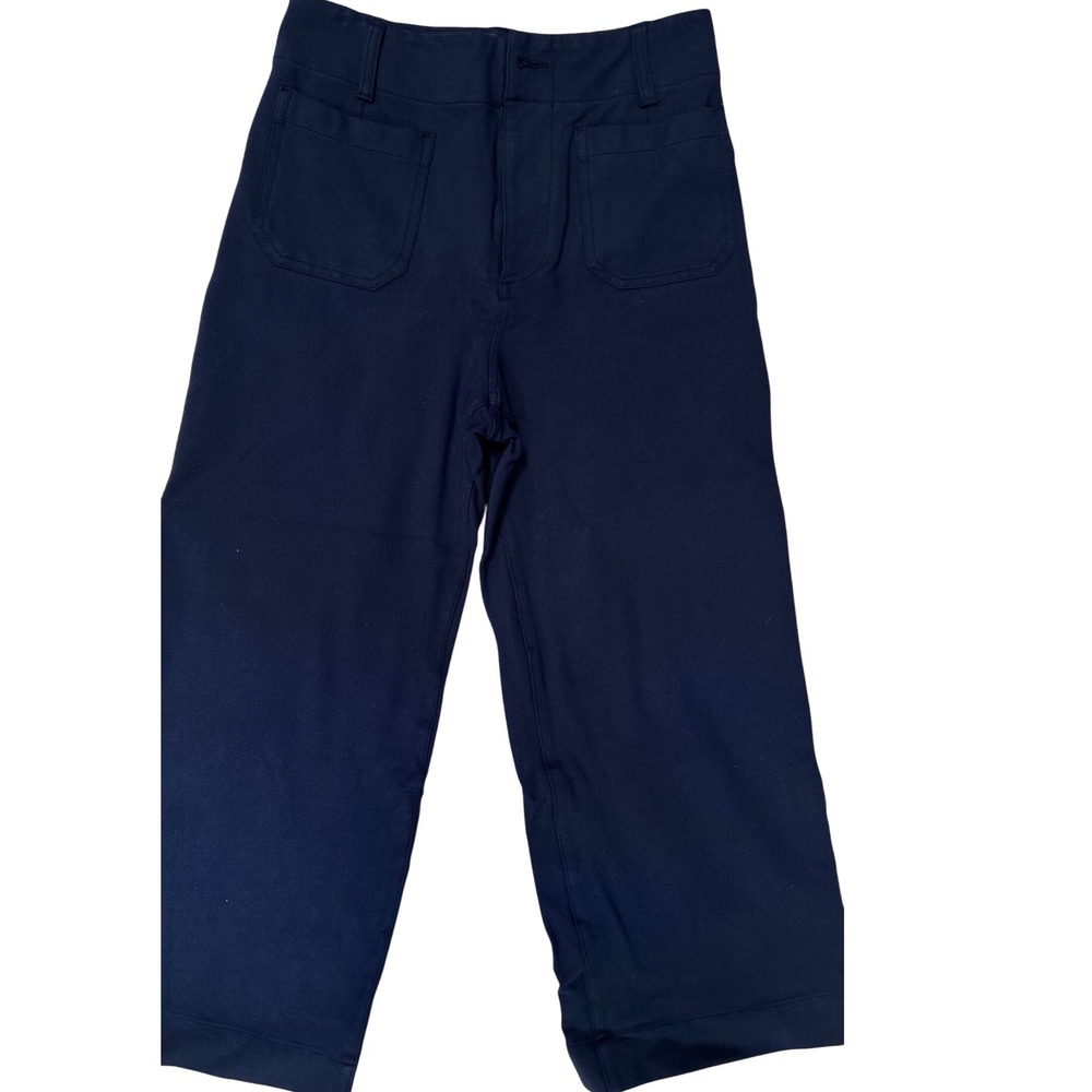 Maeve‎ x Anthropologie The Colette Ponte Pants Navy Blue Wide Leg Crop Size 29 - Picture 6 of 8